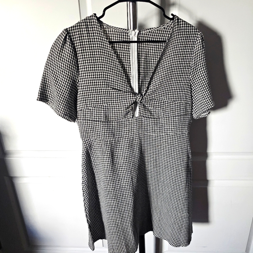 Classic Black and White Houndstooth Dress